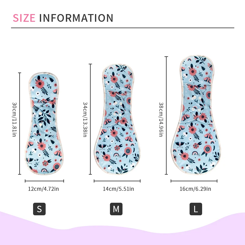 Sanitary Pads 3PCS Anti-bacterial Reusable Waterproof Breathable For Women