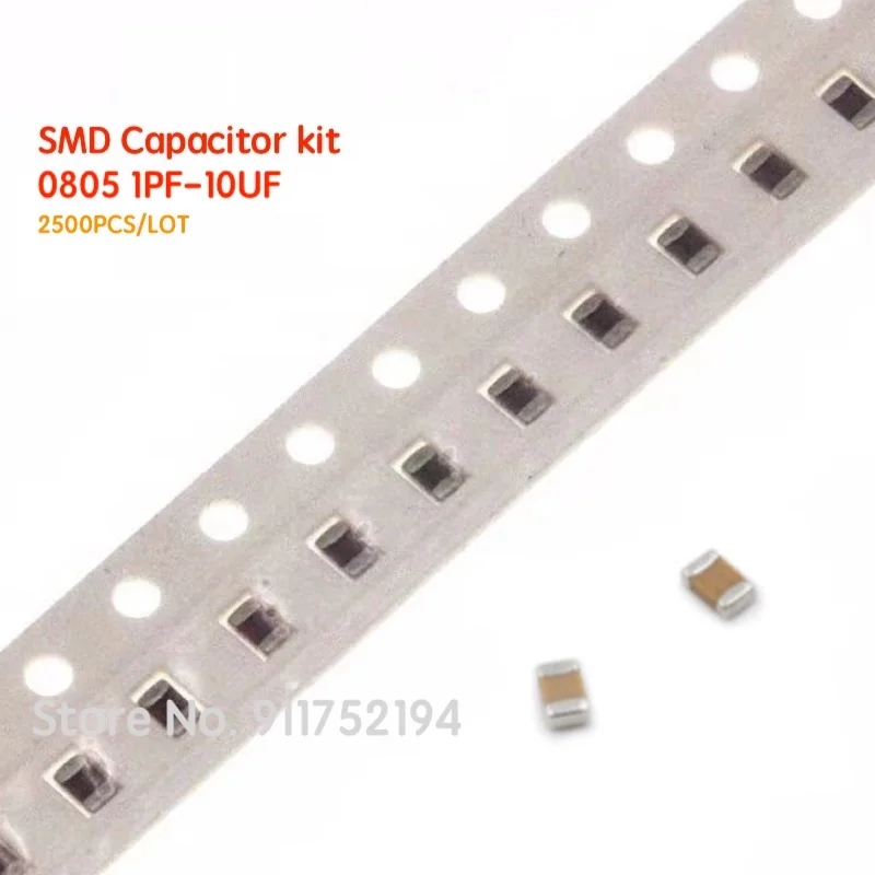 2500PCS/LOT 0805 SMD Chip Ceramic Capacitor Samples Kit  Assorted Kit 1pF~10uF 50values*50pcs=2500pcs