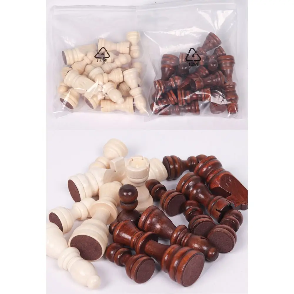 New Wood Wooden Chess 32 Pieses Chess Pieces Only No Board King Height Games
