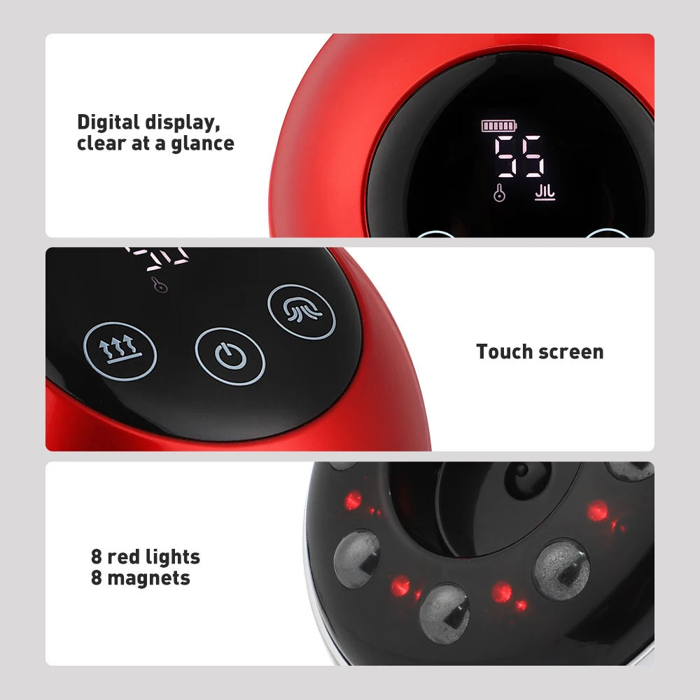 3 In 1 Electric Vacuum Cupping Device Body Massager Scraping Cup Led Light Hot Compress Detoxification Back Neck Relax Massager 5