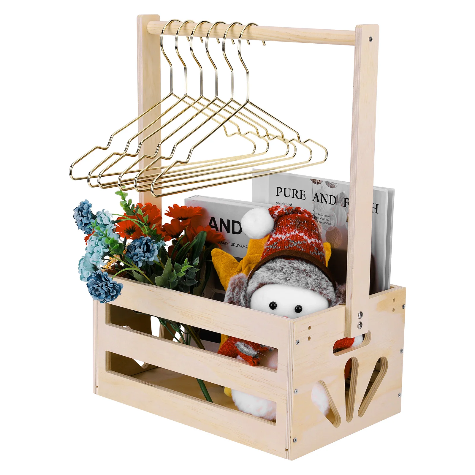 Wooden Baby Shower Gift Basket with Handle 5