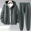 Solid Color Tracksuit Men 11XL Plus Size Suits Zippered Hoodie Sweatpants Sets Spring Autumn Jogger Pants Male Big Size 10XL 2