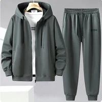Solid Color Tracksuit Men 11XL Plus Size Suits Zippered Hoodie Sweatpants Sets Spring Autumn Jogger Pants Male Big Size 10XL 2