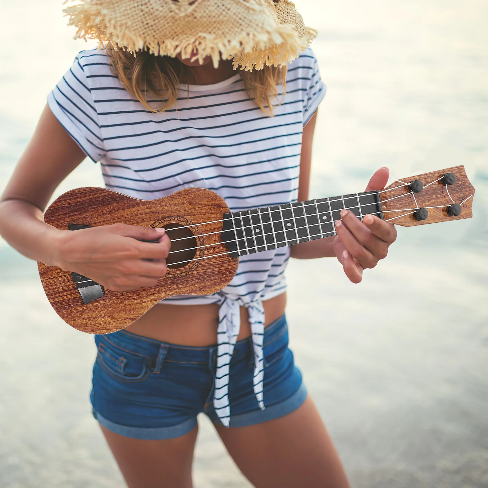 Kids Ukulele Small Guitar 4 Strings Musical Instrument For Children Students Beginners Educational Black