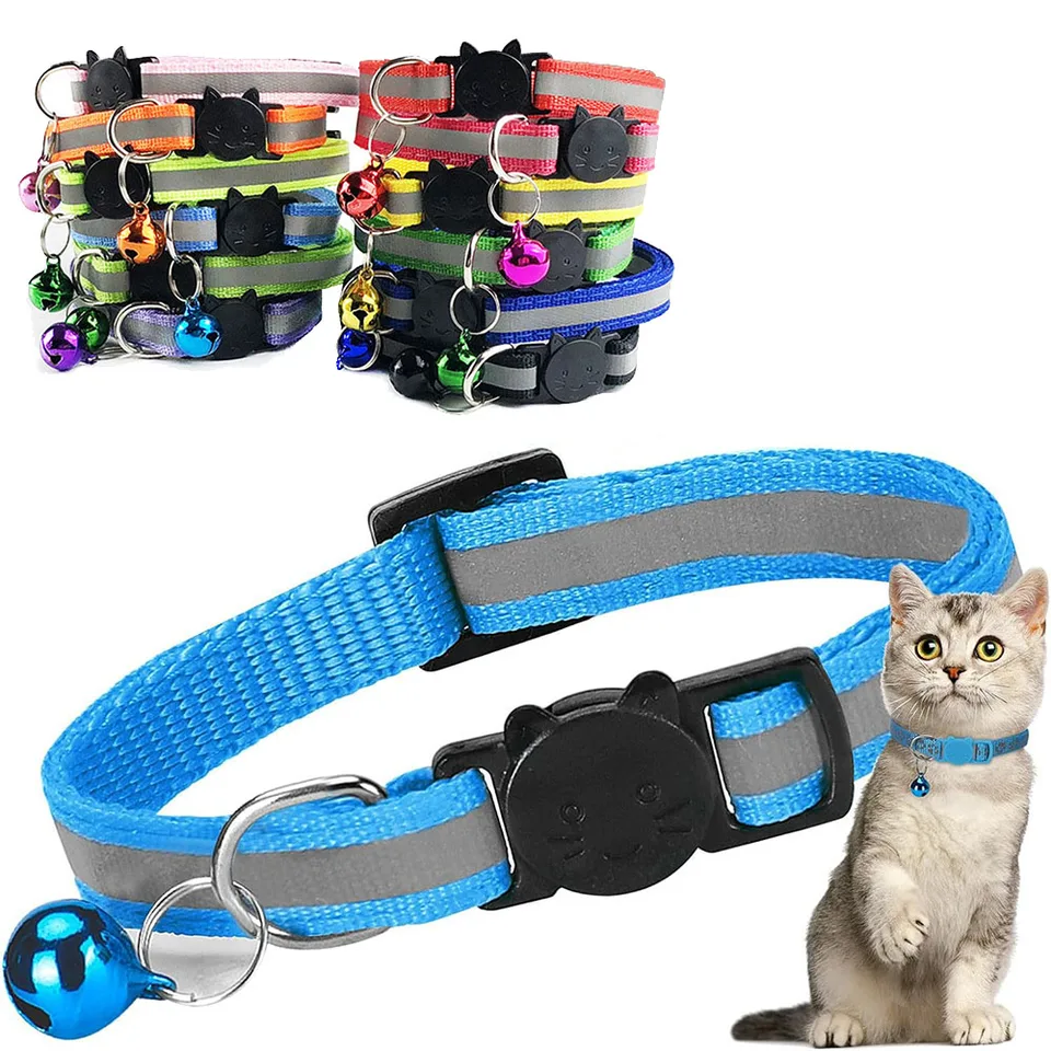 12 Pièces Collier Pour Chat Chats Anti Étranglement Chatons Chiots Réglable Réfléchissant Avec Boucle De Sécurité Collier Clochette Chat 12 Couleurs