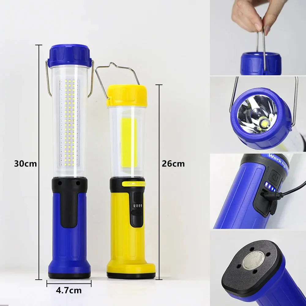 COB LED Flashlight Magnetic Handheld Work Light USB Rechargeable Floodlight Workshop LED Lamp SMD Built-in Battery Camping Torch industrial led lamps