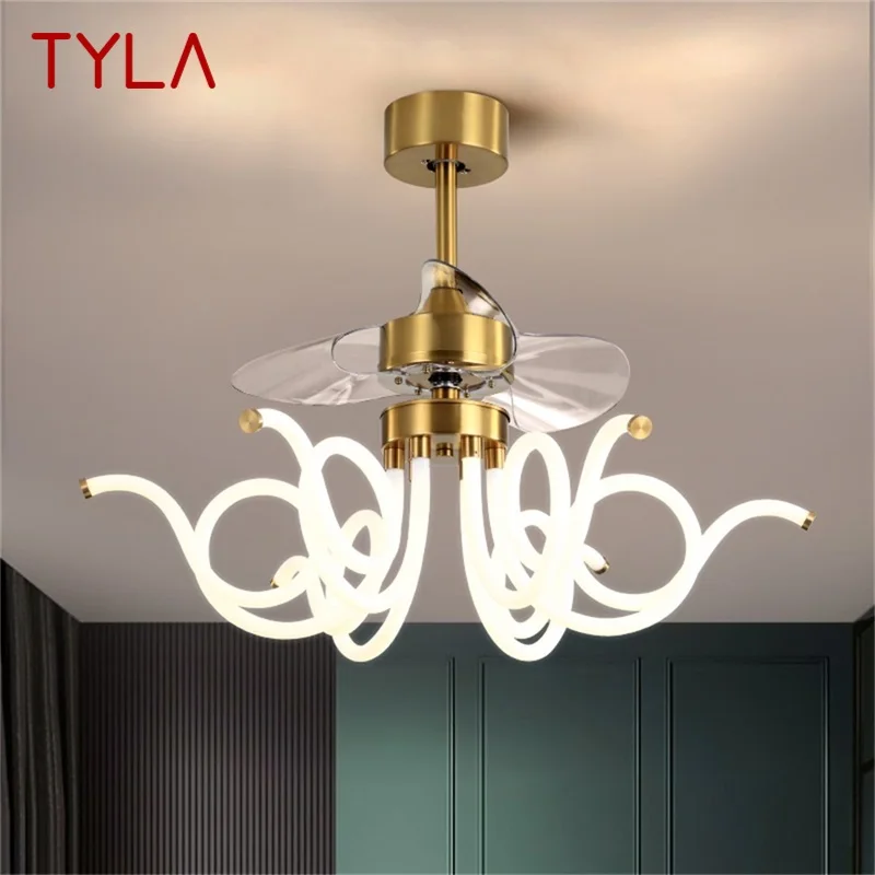 

TYLA Postmodern Ceiling Fan Light with Remote Control LED Contemporary Lighting for Home Dining Room