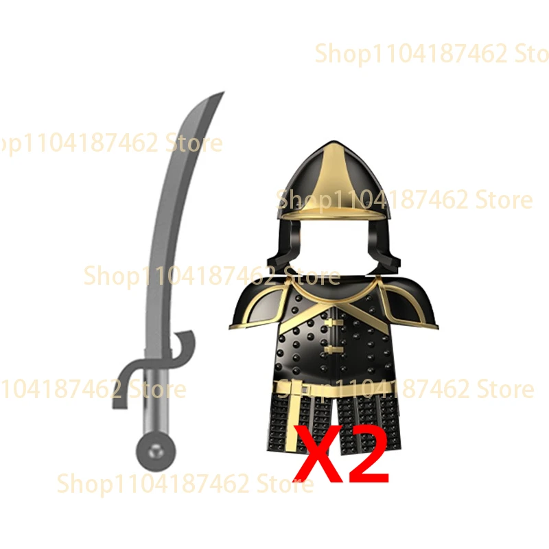 Medieval Knight Army Set with Green Dragon and Wolf Warrior Building Blocks