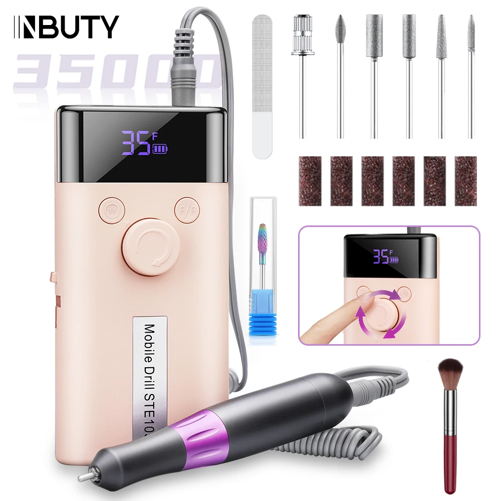 

INBUTY Electric Nail Lathe Polisher 35000RPM Nail Drill Machine for Acrylic Gel Nails File Grinding Manicure Pedicure Tools