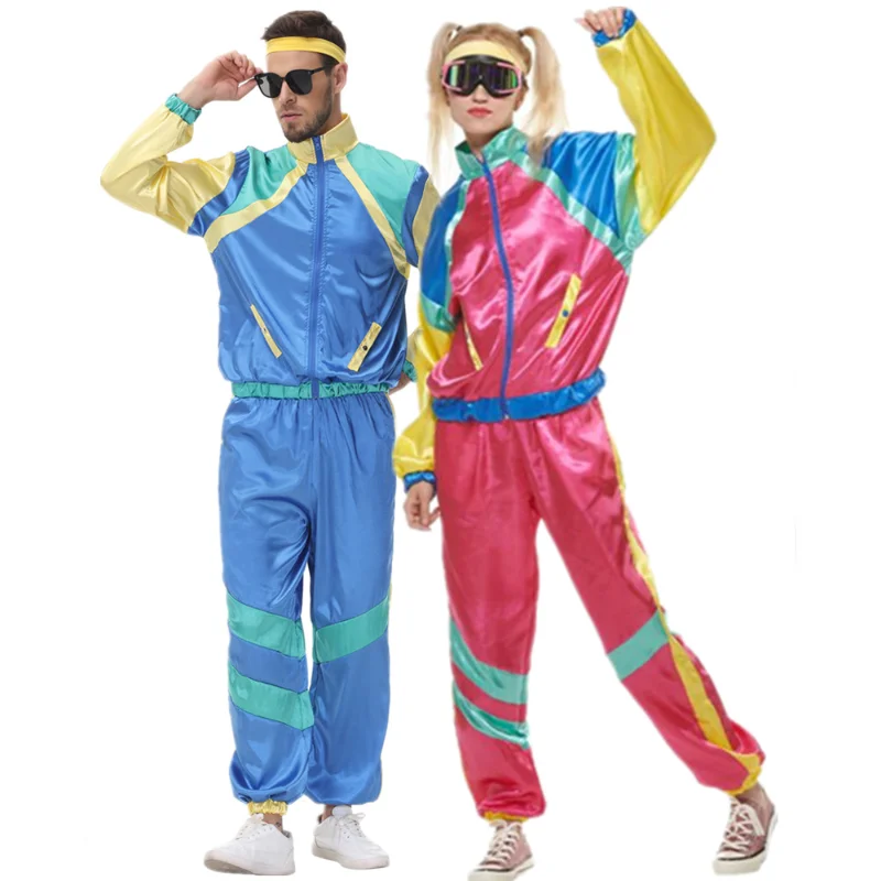 

Couples Hippie Costumes Male Women Carnival Halloween Party Vintage 1970s Disco Clothing Suit Rock Hippies Cosplay Outfits
