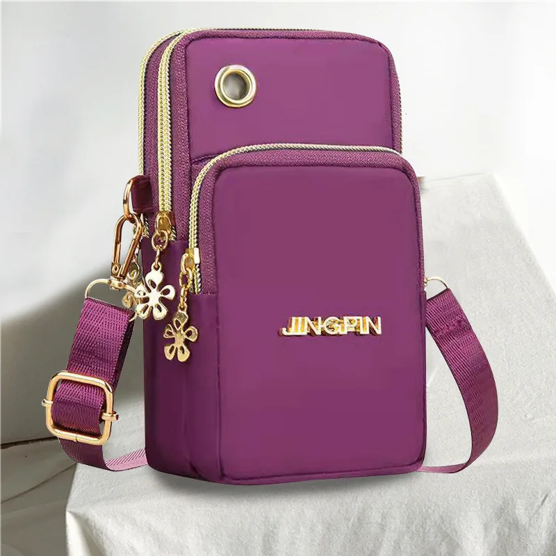 

New Mobile Phone Crossbody Bags for Women Fashion Women Shoulder Bag Cell Phone Pouch With Headphone Plug 3 Layer Wallet