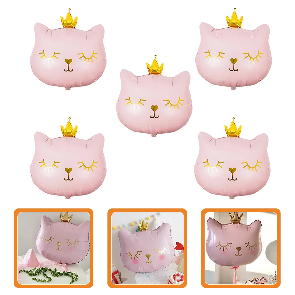 

5 Pcs Aluminum Foil Cat Balloon Baby Happy Birthday Decorations Film Party Balloons