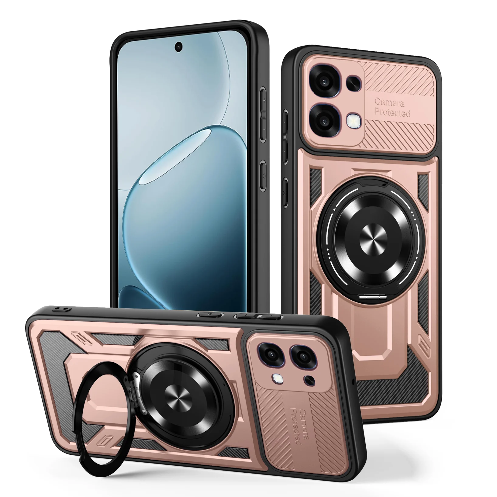 Magnetic Shockproof Ring Holder Case with Magsafe Wireless Charging Compatibility