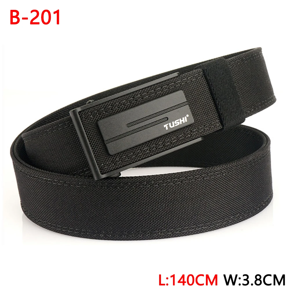 Tushi 140cm Herren militärischen taktischen Gürtel engen robusten Nylon Hochleistungs-Hart gürtel für männliche Outdoor-Freizeit gürtel automatischen Bund – Detail 26