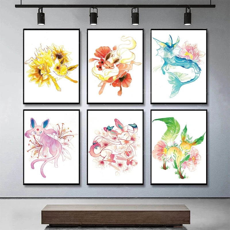 

Canvas Prints Pokemon Vaporeon Living Room Kid Action Figures Wall Decoration Gift Art Aesthetic Poster Gifts