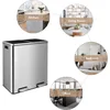 finetones Dual Step Trash Can, 16 Gallon (2×30L) Stainless Steel Garbage Can 2 Soft-Close Lid and 2 Removable Inner Wastebasket 6