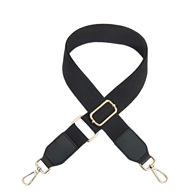 Simple Solid Color Cotton Woven with Pu Leather Long Shoulder Bag Strap Adjustable Single Crossbody 3.8cm Accessory Wholesale