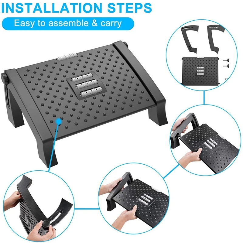 

Adjustable Footrest, Desk Footrest With Massage Function, Non-Slip Foot Stools Great For Home & Office Accessories