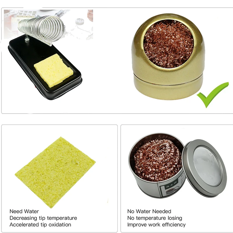 청소 공 납땜 제거 납땜 인두 10pcs 깨끗한 스폰지 깨끗한 노즐 팁 구리 와이어 클리너 공 금속 상자 청소 스폰지