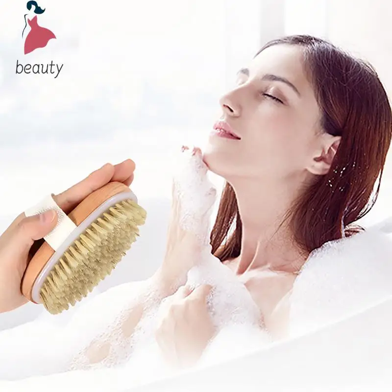 

Natural Bristle Brush Soft Wet Dry Skin Body SPA Brush Bath Massager Shower Brushes Exfoliating Smoothing Skin Care Health Home