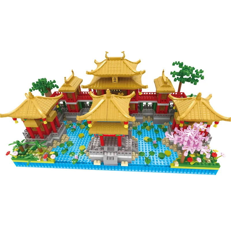 3 in 1 Stadt Kreativität chinesischen Flügel königlichen Gärten Bausteine Yuanmingyuan Architektur Ziegel Kinder Spielzeug Weihnachts geschenk – Detail 7