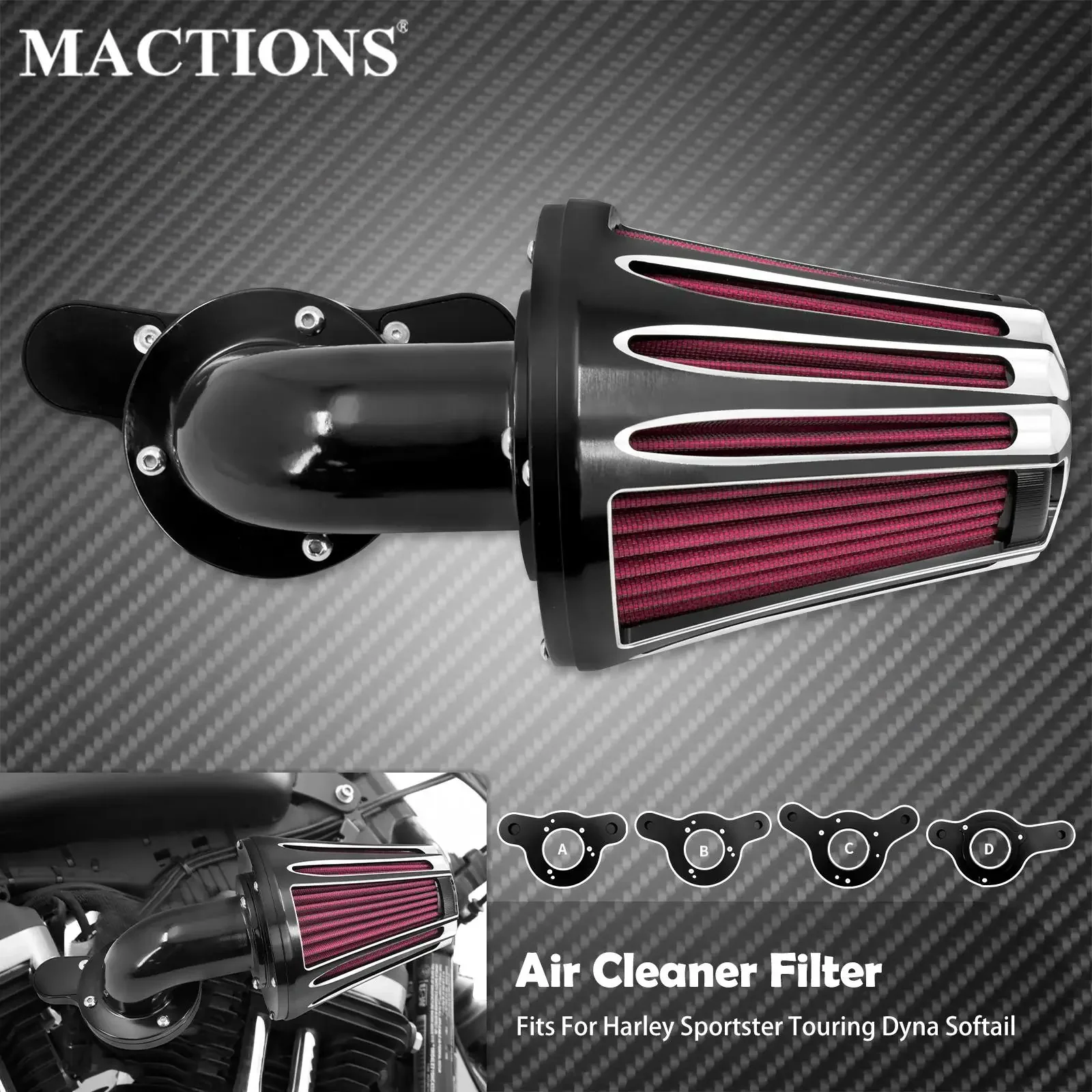 

Motorcycle Sucker CNC Air Filter Red Intake Cleaner For Harley XL Sportster 04-Up Touring Street Glide FLH Dyna Softail Breakout