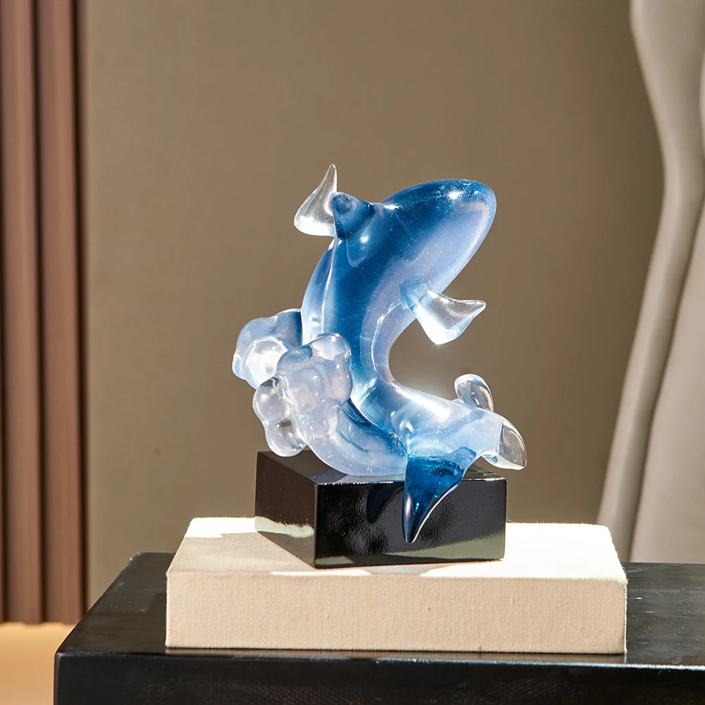 

Creative Transparent Fish Figurine Resin Home Office Desktop Decoration Interior TV Cabinet Accessories Indoor Art Crafts Gift