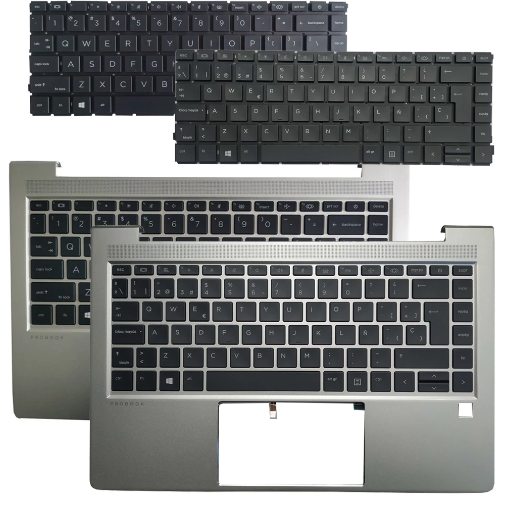 Backlit Eua Reino Unido Espanhol e Teclado Latino com Palmrest Nova Capa Superior Case Touchpad para hp Probook 14 445 g8 440 g8