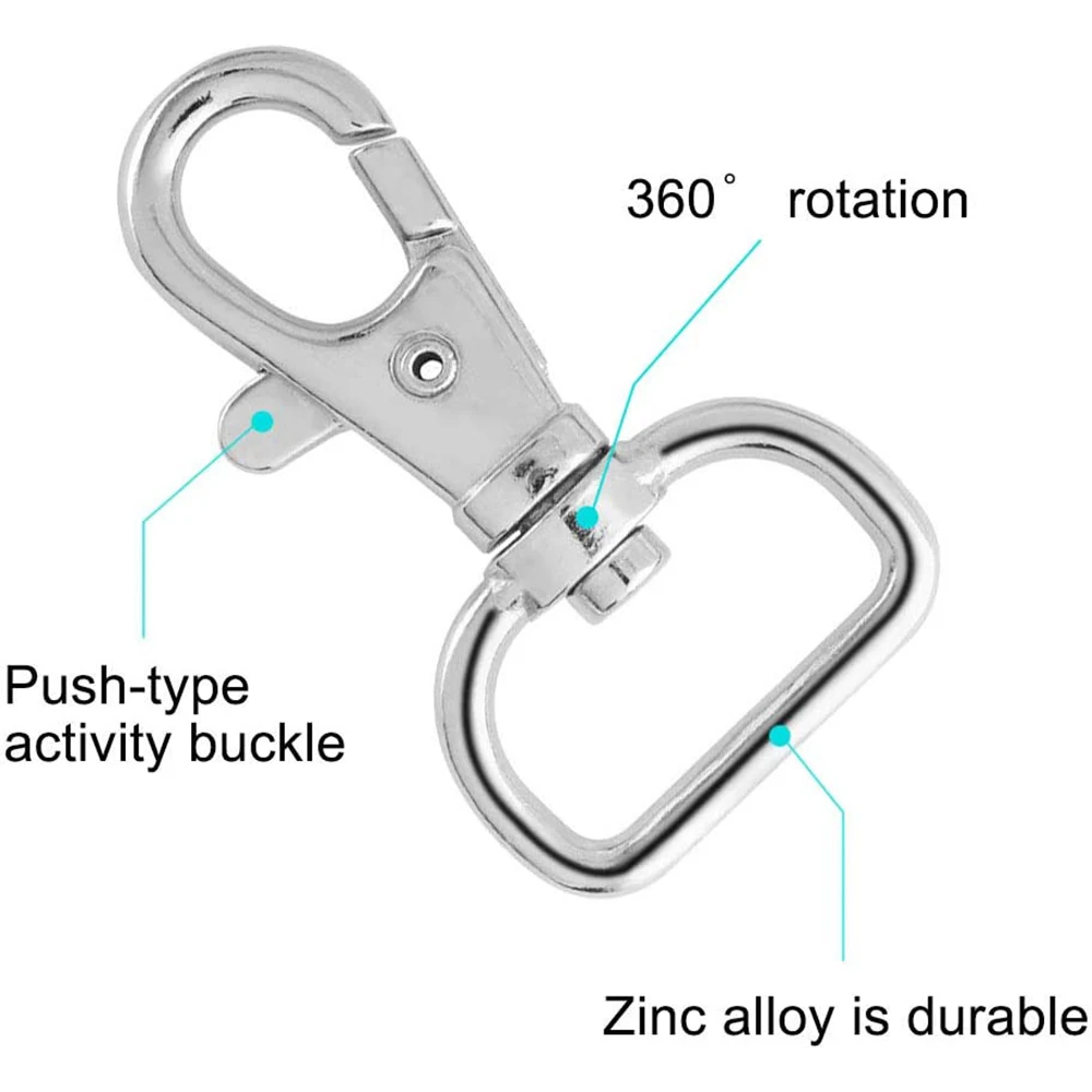 Lot De 15 Mousquetons Pivotants, Crochet Porte-clés En Métal