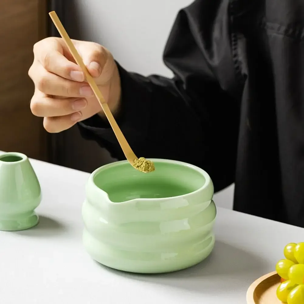 Ceramic Matcha Tea Set Smooth High Temperature Resistant Tea Wash Stool shaped Bowls Large Capacity Durable Ceremony Tool