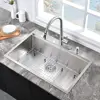 USA 25 Inch Drop In Kitchen Sink Workstation 25x20x10 Stainless Steel Overmount Kitchen Sink 10 Inch Deep Sink w/Cutting Board 1