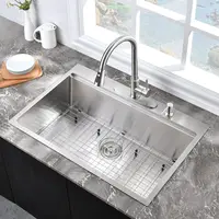 USA 25 Inch Drop In Kitchen Sink Workstation 25x20x10 Stainless Steel Overmount Kitchen Sink 10 Inch Deep Sink w/Cutting Board 1