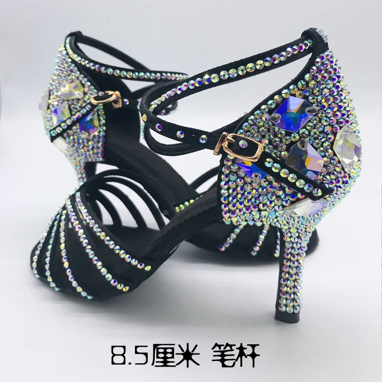 Latin Dance Shoes Full Rhinestone Girls Latin Dance Shoes Soft Bottom Adult SALSA Diamond Salsa Latin Ballroom Shoes 5