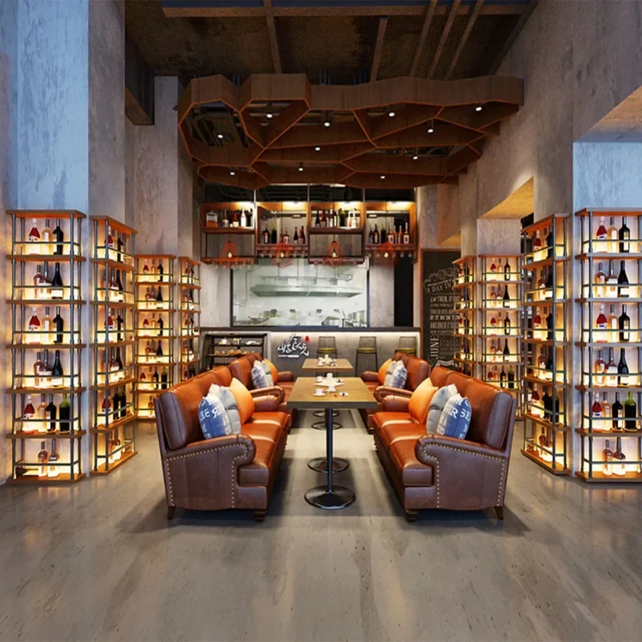 Narrow Column Wine Cabinet Living Room Corner Lights Showcase Liquor Bottle Wine Rack Patio Vinotecas Boutique Home Furniture
