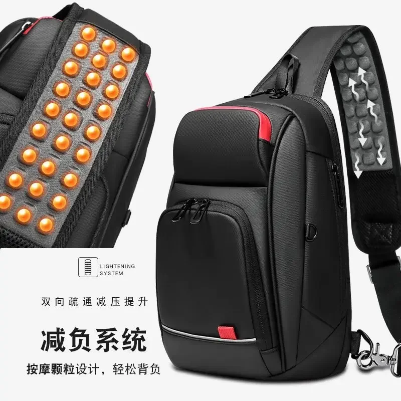 Water Repellent Crossbody Shoulder Bag for Men with USB Charging