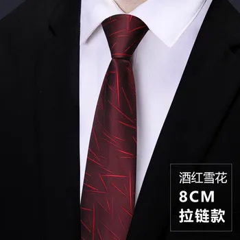 Cravatta da uomo formale da lavoro nera con cerniera, papillon a righe pre-annodate strette in stile coreano 1