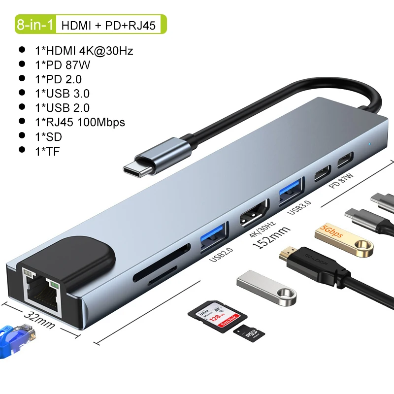 8in1HDMI PD RJ45