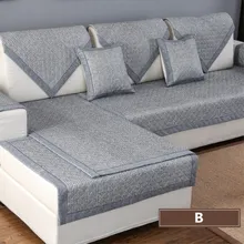 Funda de sofá de tela de lino y algodón, cubierta de asiento de Color sólido para sala de estar, toalla de sofá de esquina