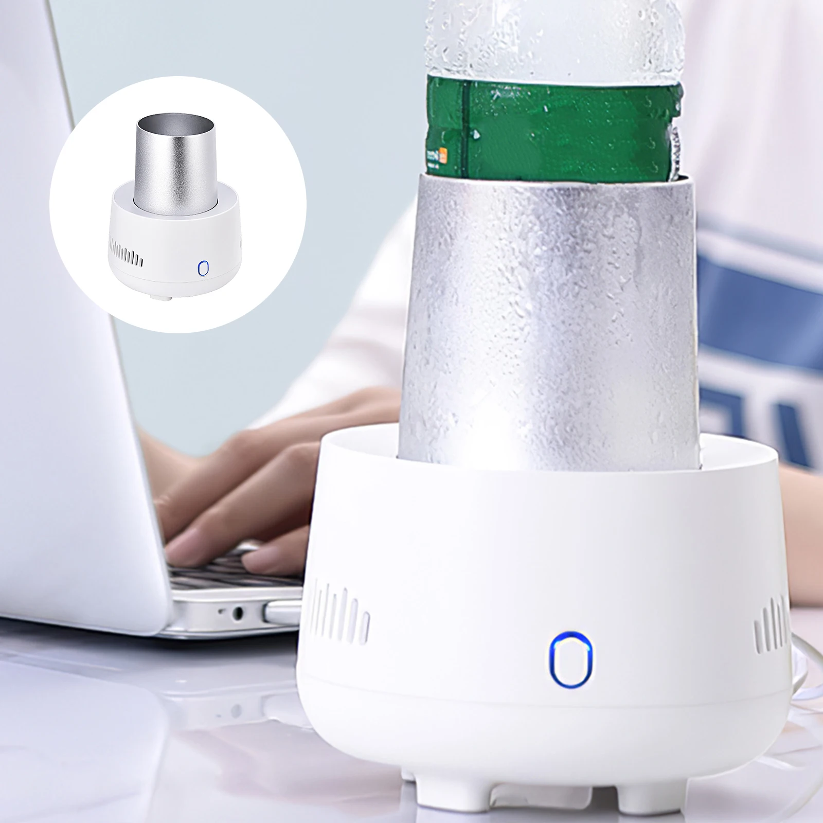 

Smart Dual Cooling Drink Can 300ml Cooling Cup For Milk Drinks Fruit Cooler Electric Cooling Mug Mini Car Refrigerator