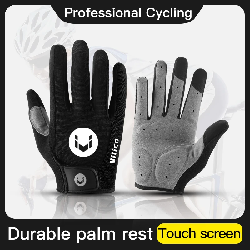 Cycling Gloves Outdoor Bicycle Anti slip and Sweatproof Long Finger Gloves Breathable and Shock Absorbent Sports Mountain Bike Gloves
