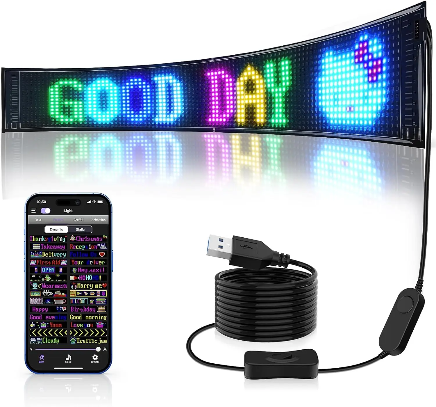 

GOTUS LED Matrix Panel,Scrolling Bright Advertising LED Sign,LED Car Sign With Remote Control and Bluetooth Application Control