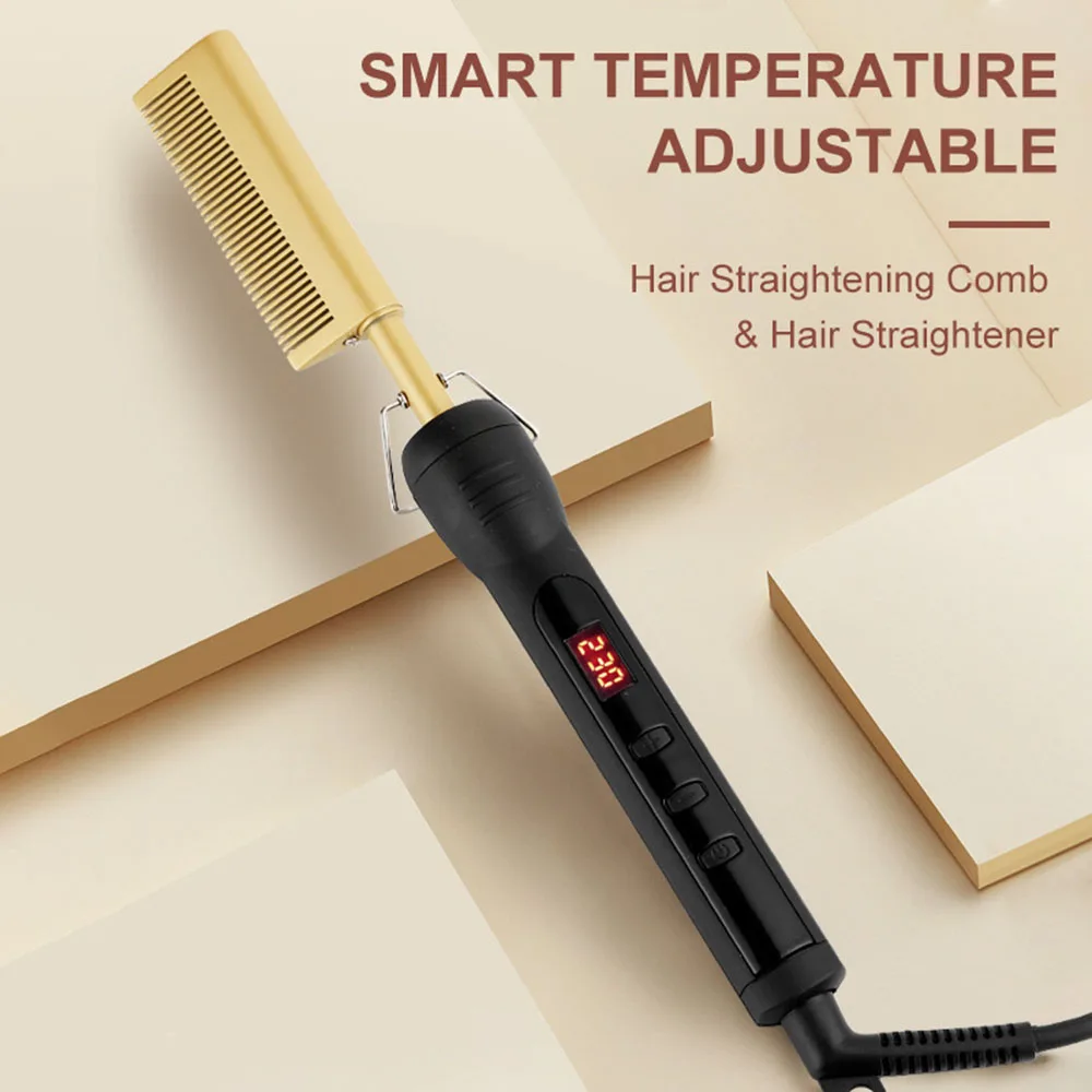 Hot Comb Straightener for Wigs and African Hair Flat Irons Fast Heating Straightening Brush Straight & Curler Roller Styler Tool high quality 60w soldering iron station kit adjustable electric soldering irons set tweezers solder wire repair tool kit