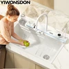 Silvery Nano Multifunctional Kitchen Sink Large Single Slot Digital Display Waterfall Faucet Soap Dispenser Cup Washer Pure Tap 3