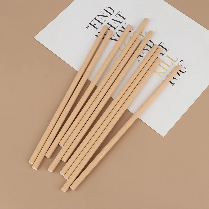 100 Pcs/Pack Eco-friendly Extended Kraft Paper Straws Wedding Celebration Birthday Party Decoration Event Supplies