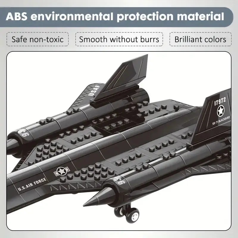 מטוס זיהוי Blackbird SR-71 צבאי בניית בלוקים חלקיקים קטנים פאזל הרכבה צעצוע
