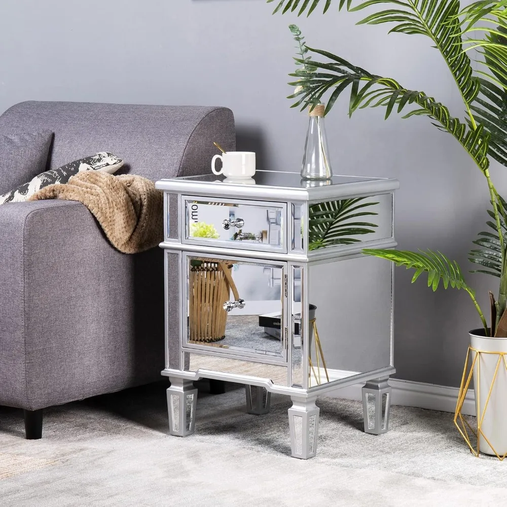 Mirrored Nightstand Cabinet 1