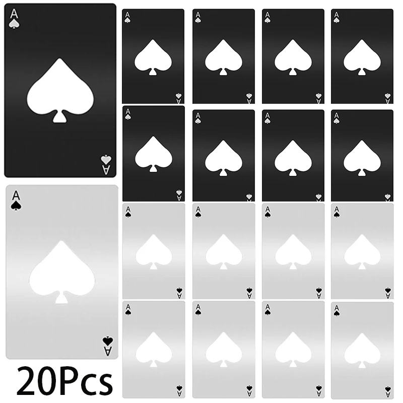 Bottle Opener can opener 20Pcs Poker Card Stainless Steel Can Beer Opener Ace Card Bottle Cap Poker Cap