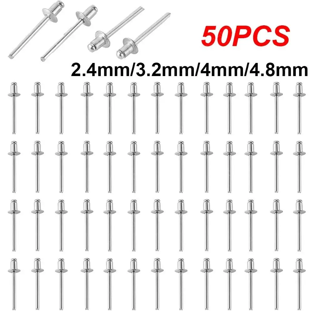Rivets and fasteners Rivets and screws 50pcs 2.4mm/3.2mm/4mm/4.8mm Aluminum Blind Rivet Pop Round Head Pull Rivet