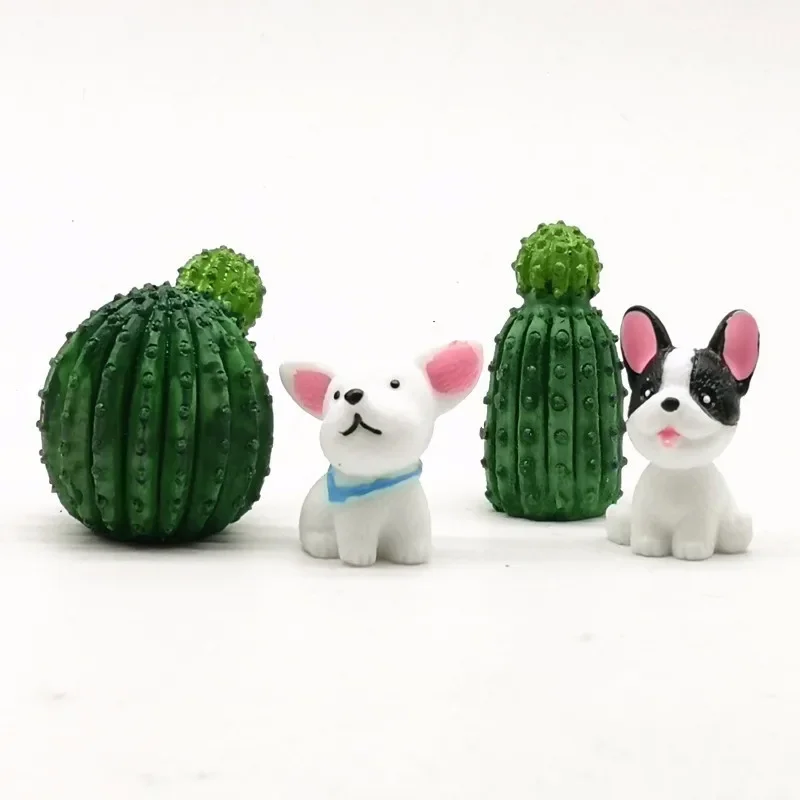 Mini Dog Puppy Cartoon Animal Figurine Cake Decoration Resin Craft Fairy Garden Decor