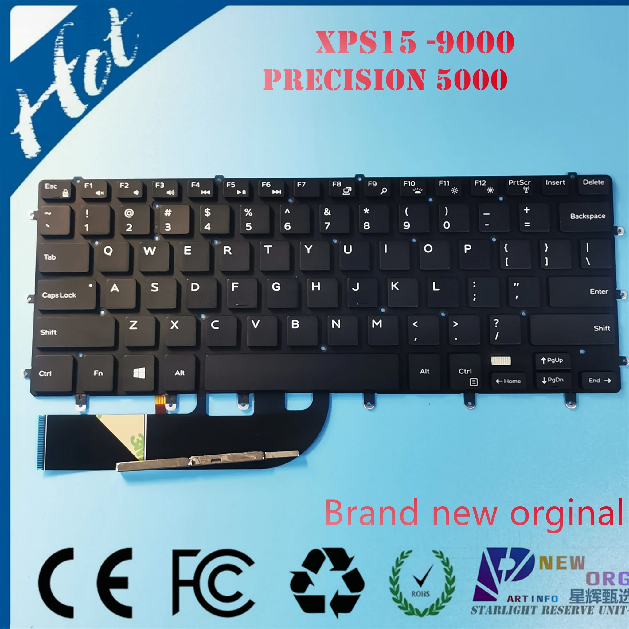 Teclado Retroiluminado do Portátil para Dell Xps15 9550 9560 9570 7590 Precisão 5510 5520 5530 5540 P56f - Imagem 2